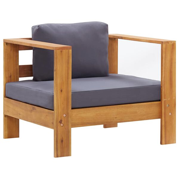 vidaXL Sofa Chair Dark Grey, Teak Look