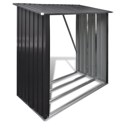 vidaXL Garden Log Storage Shed Galvanized Steel Gray
