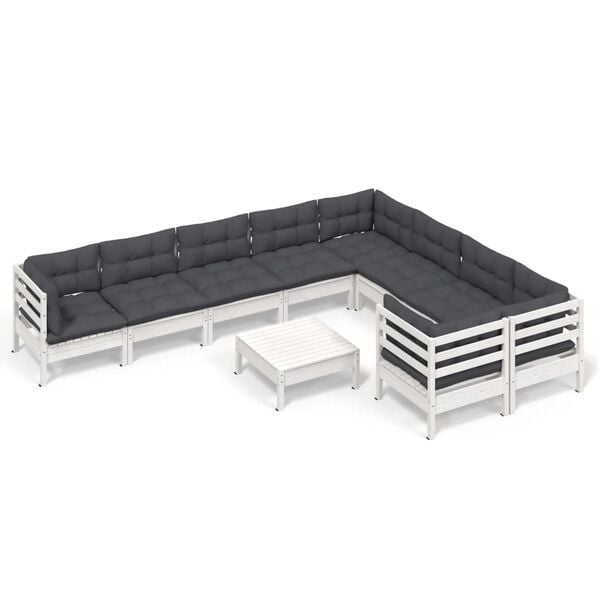 vidaXL Garden Lounge Set White and Anthracite