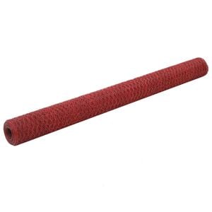 vidaXL Chicken Wire Fence Steel with PVC Coating 82‘x4.9‘ Red