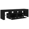 vidaXL TV Cabinet with LED Lights Black Oak 55.1x14.4x15.7" Engineered Wood