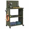 vidaXL Tool Trolley with Shelf Olive Green 25.59 x 13.78 x 43.70 in