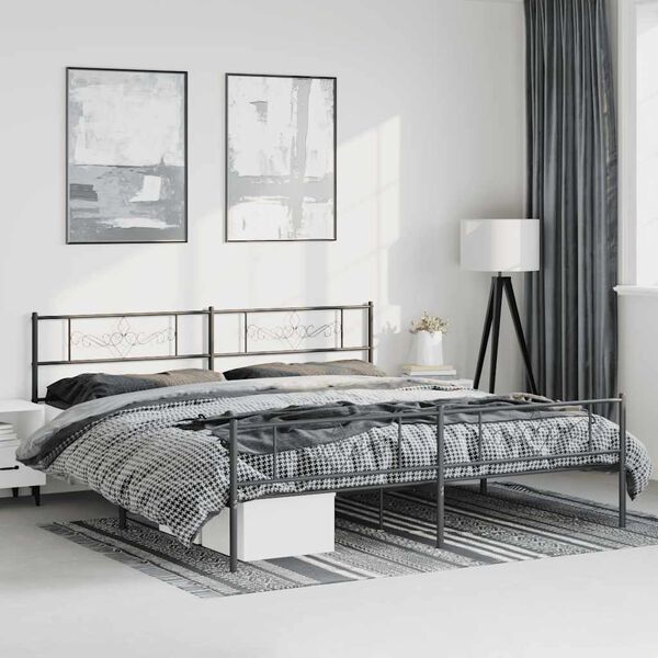 vidaXL Bed Frame Black Steel Double Modern Bed Frame Rectangular