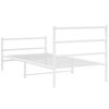 vidaXL Bed Frame White Powder-coated steel Twin Bed Frame Rectangular