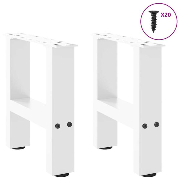 vidaXL Coffee Table Leg Set of 2 White Powder-coated steel Standard