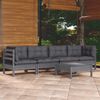 vidaXL Garden Lounge Set Gray Solid pine wood, fabric (100% polyester)