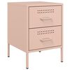 vidaXL Bedside Cabinet Set of 2 Pink Steel Medium Bedside Cabinet