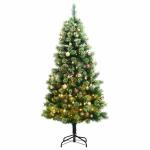 vidaXL Artificial Hinged Christmas Tree 300 LEDs & Ball Set 70.9"