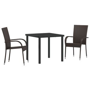 vidaXL Garden Dining Set 3 pcs Black Poly rattan