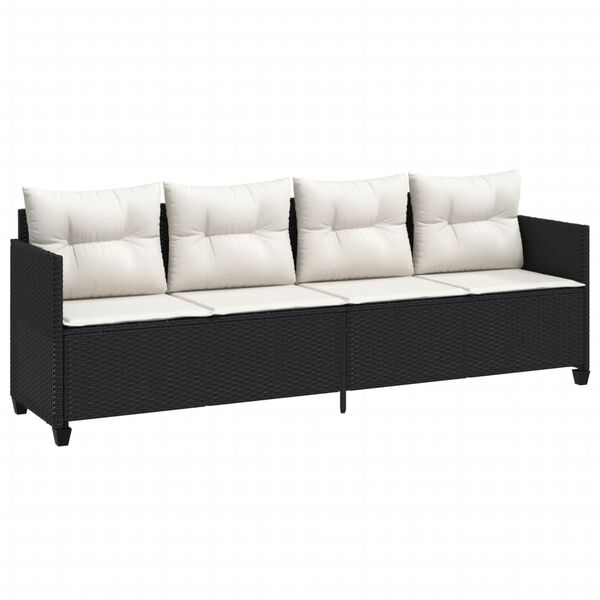 vidaXL Garden Sofa Set Black Poly Rattan Large Removable Covers
