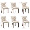 vidaXL Dining Chair Set of 6 Beige Fabric (100% polyester), rubberwood