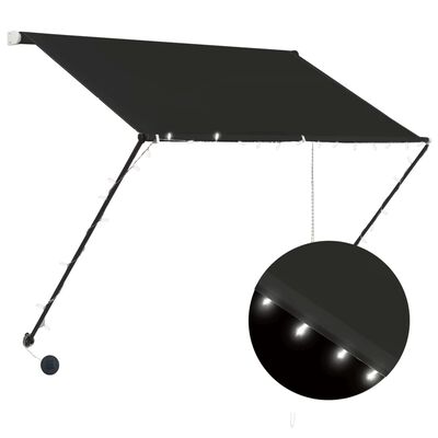vidaXL Retractable Awning with LED 59.1"x59.1" Anthracite