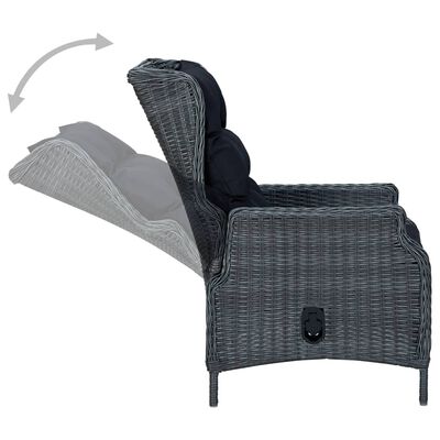 vidaXL Reclining Patio Chair with Cushions Poly Rattan Dark Gray