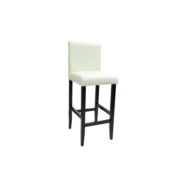 vidaXL Bar Stool Set of 6 Cream white PVC, Cotton, Polyester, Wooden legs