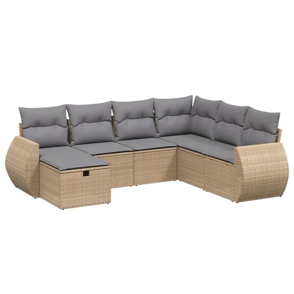 vidaXL Garden Sofa Set Mix Beige Poly Rattan, Steel Large