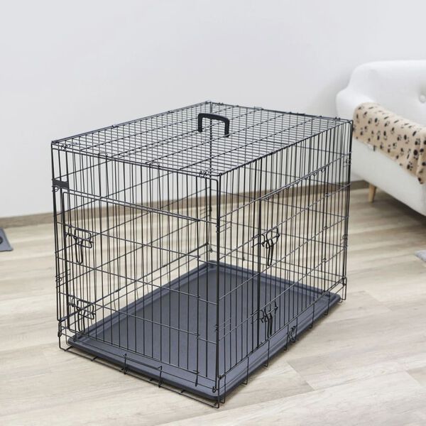 Kerbl Pet Crate Black Metal, Plastic Medium Collapsible Pet Crate