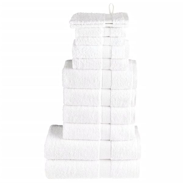 vidaXL Towel Set White 100% Cotton 600 gsm Bath Towel Set Rectangular