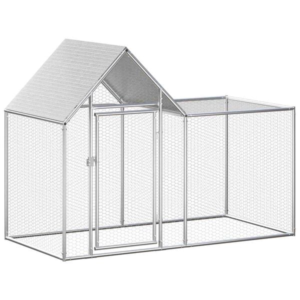 vidaXL Chicken Coop Silver Galvanized Steel Large Durable Chicken Coop