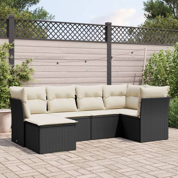 vidaXL Garden Sofa Set Black, Cream White