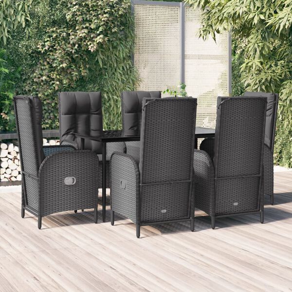 vidaXL Patio Dining Set Black PE Rattan Large Garden Dining Set
