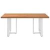 vidaXL Dining Table Light Brown, White Solid Oak Wood Large
