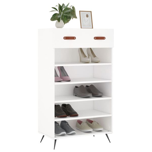 vidaXL Shoe Cabinet White Engineered wood, iron, faux leather Standard