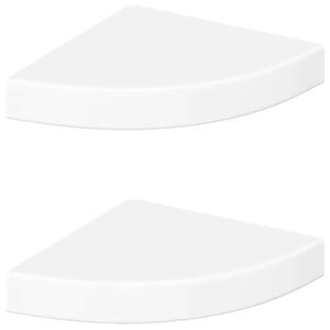 vidaXL Corner Shelf Set of 2 High gloss white Honeycomb MDF, metal