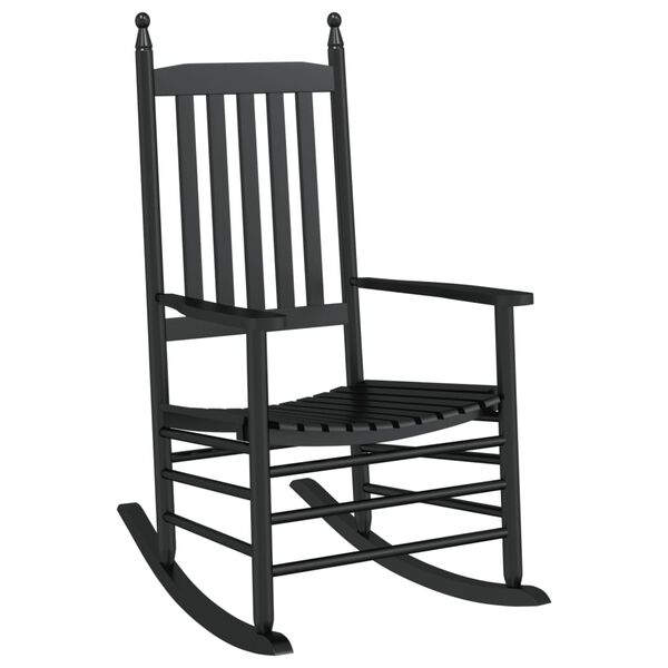 vidaXL Rocking Chair Black Solid Poplar wood Standard Ergonomic
