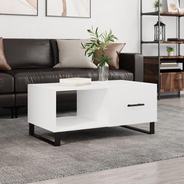 vidaXL Coffee Table High gloss white Engineered wood, Iron Coffee Table