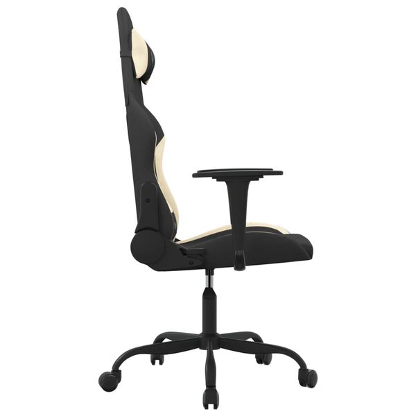vidaXL Gaming Chair Black and Cream Fabric