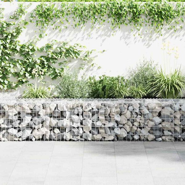 vidaXL Gabion Wall with Covers Galvanized Steel 354"x19.7"x19.7"