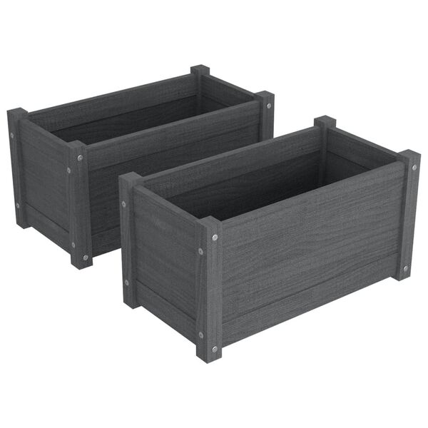 vidaXL Garden Planter Set of 2 Grey Solid pinewood Medium Durable
