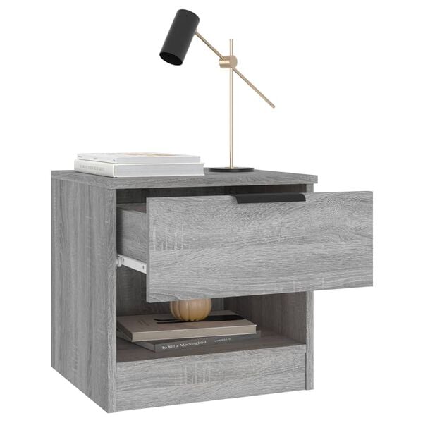 vidaXL Bedside Cabinet Set of 2 Grey sonoma Engineered wood Medium