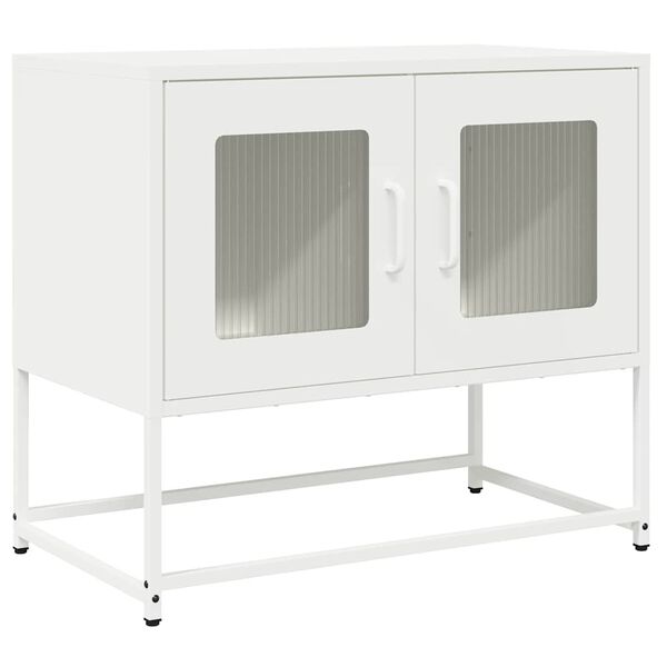 vidaXL TV Cabinet White Cold-rolled Steel Small TV Cabinet Rectangular