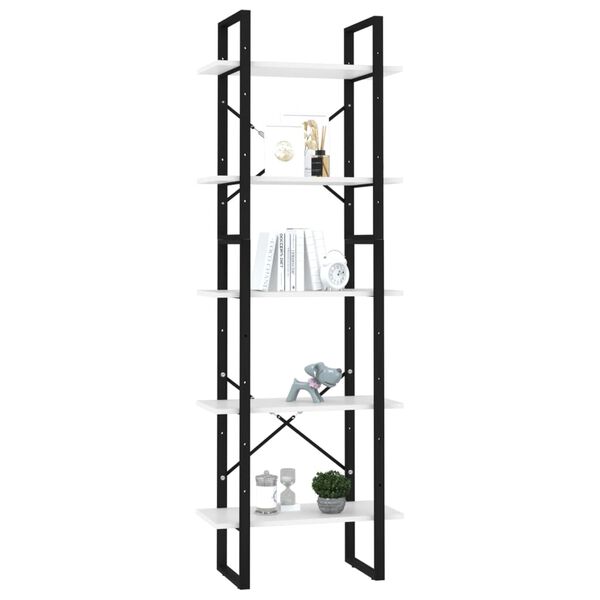 vidaXL Book Cabinet White, Black Engineered wood, Metal 22.8 Storage
