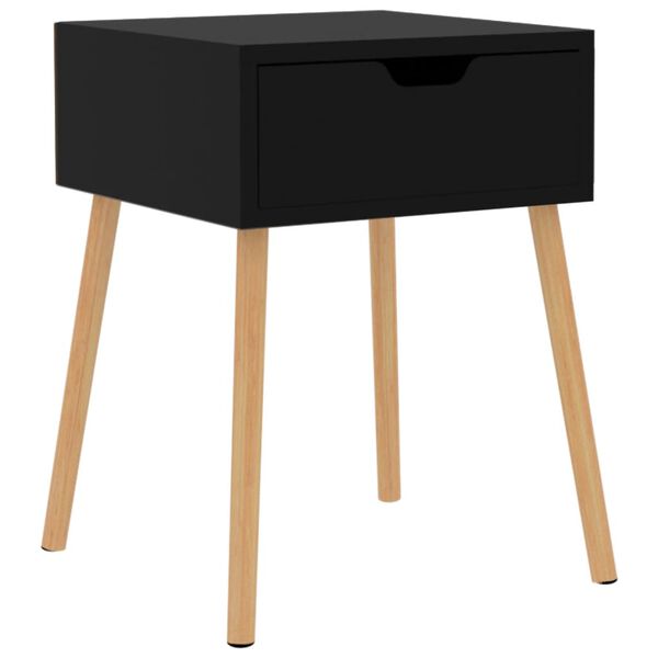 vidaXL Bedside Cabinet High gloss black Engineered wood 15.7 in square