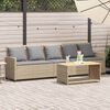 vidaXL Patio Sofa 5-Seater with Cushions Beige Poly Rattan