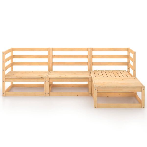 vidaXL Garden Lounge Set Natural Pine Solid Pinewood 4 Piece Set Modular