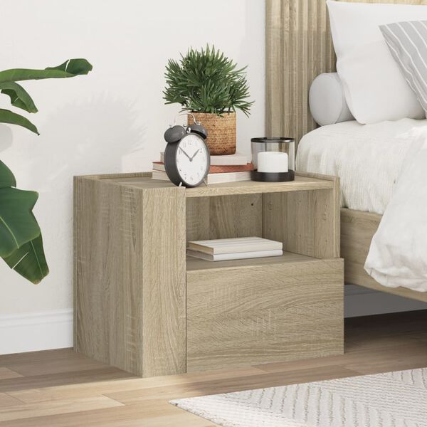 vidaXL Wall-mounted Bedside Cabinet Sonoma oak Engineered wood Medium