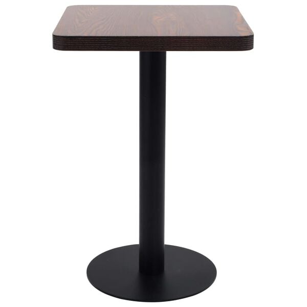 vidaXL Bistro Table Dark brown, black MDF, steel 19.7 x 19.7 x 29.5 in