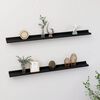 vidaXL Wall Shelf Set of 2 Black MDF 39.4x3.5x1.2 in Wall mounting