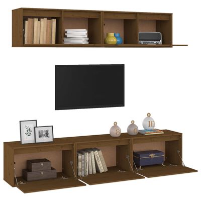 vidaXL TV Stands 5 pcs Honey Brown Solid Wood Pine