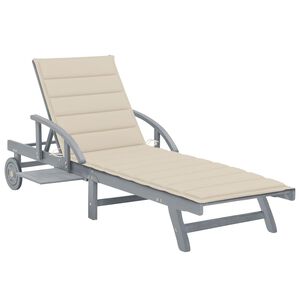 vidaXL Sunlounger Grey Solid Acacia Wood Extra Long