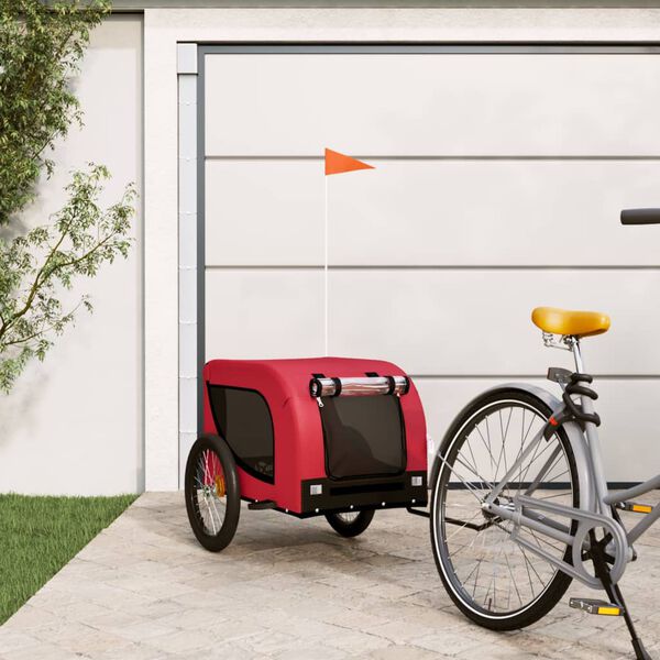 vidaXL Pet Bike Trailer Red and Black Oxford fabric, iron, PVC Small