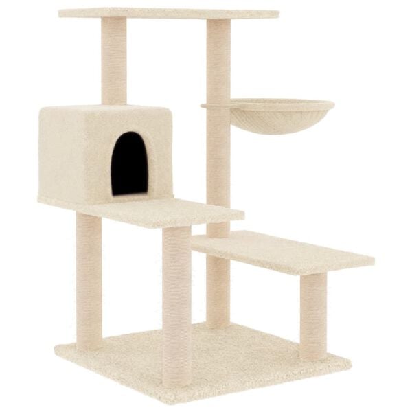 vidaXL Cat Tree Cream Engineered wood, plush, sisal Large Cat Tree