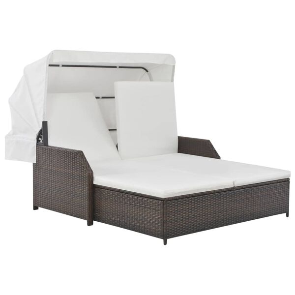 vidaXL Sunlounger Brown and Cream White