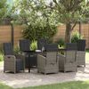 vidaXL Garden Dining Set with Cushion 7 pcs Grey Poly Rattan
