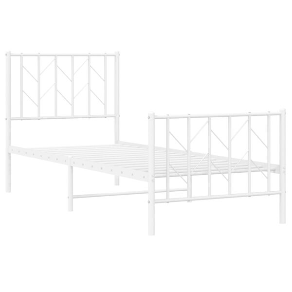 vidaXL Bed Frame White Steel 29.5 x 75 in Bed Frame Rectangular