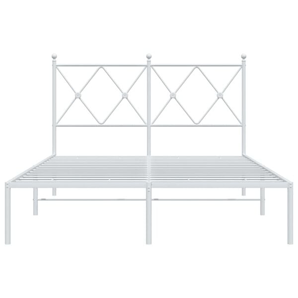 vidaXL Bed Frame White Steel 47.2x78.7 in Bed Frame Rectangular