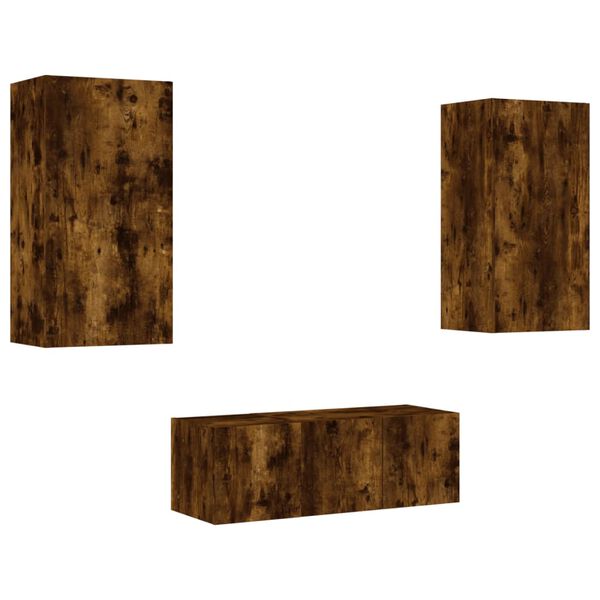 vidaXL TV Wall Unit Smoked Oak Engineered Wood Medium TV Wall Unit